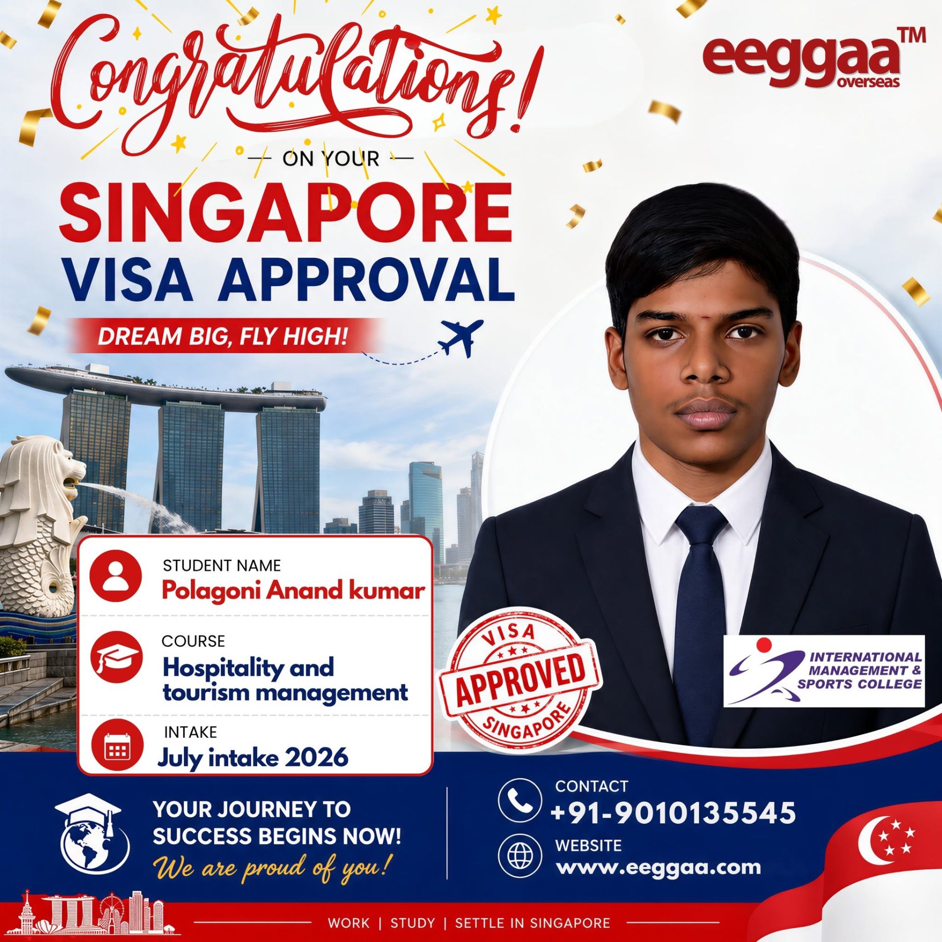 Polagoni Anand Kumar — Singapore visa approved