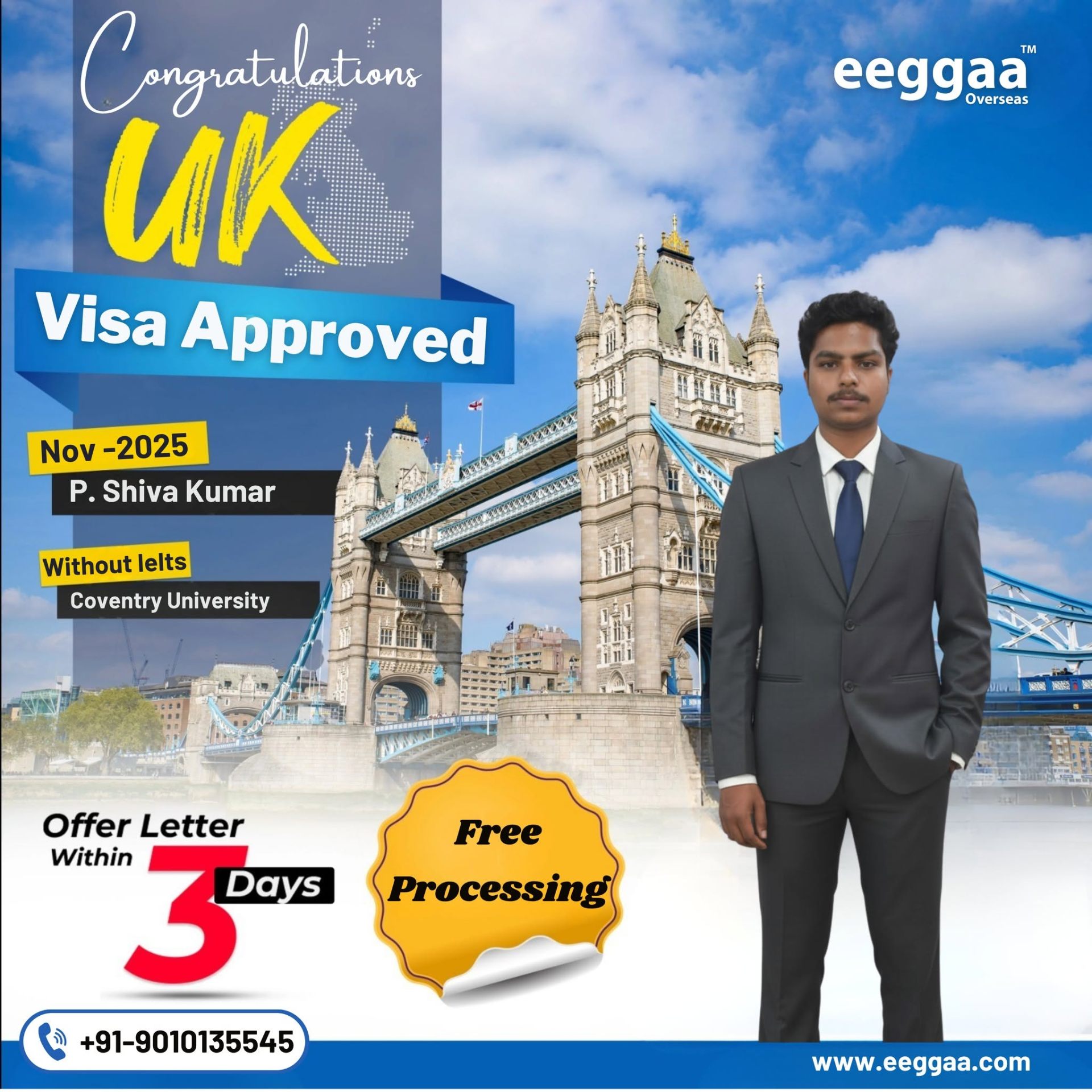 P. Shiva Kumar — UK visa approved