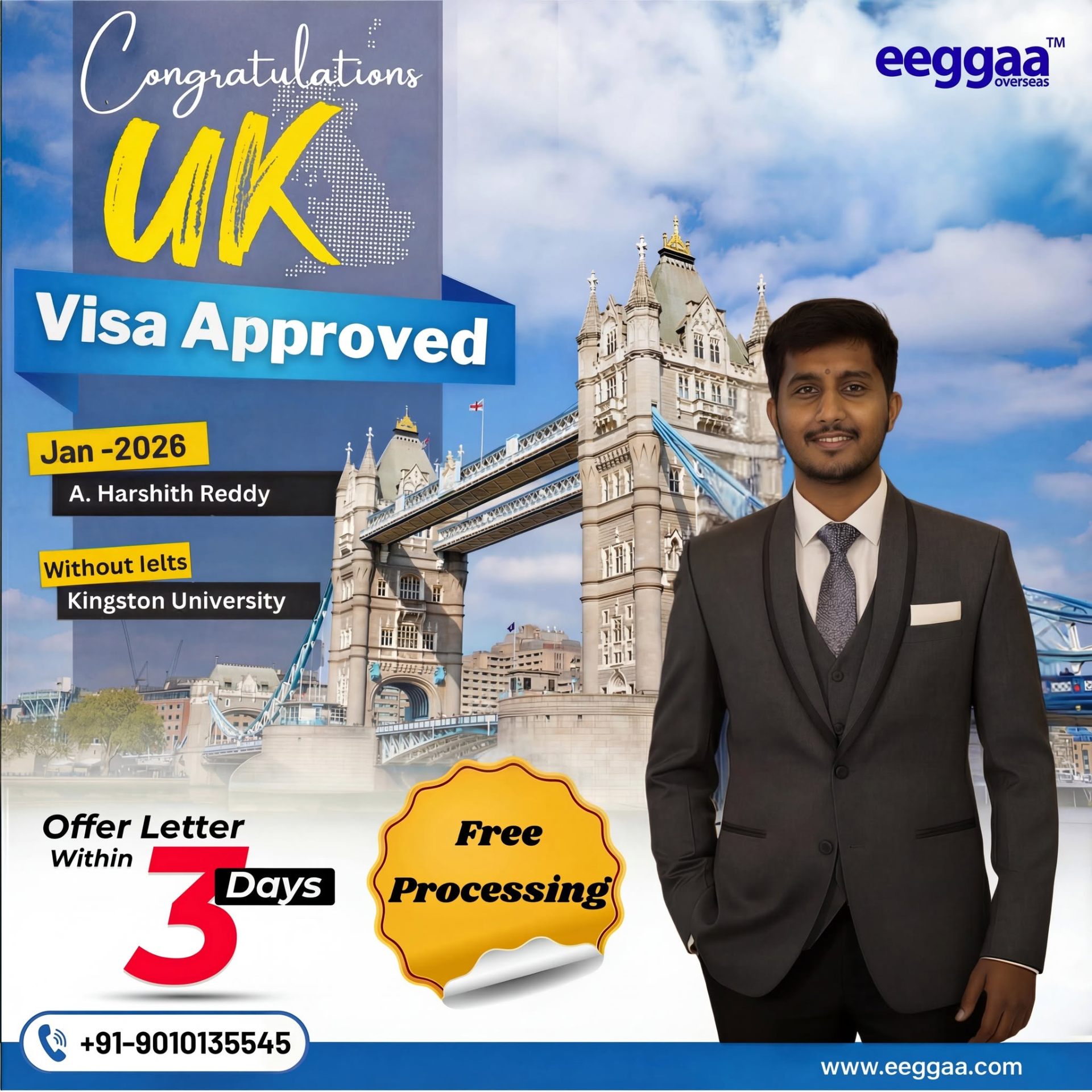 A. Harshith Reddy — UK visa approved